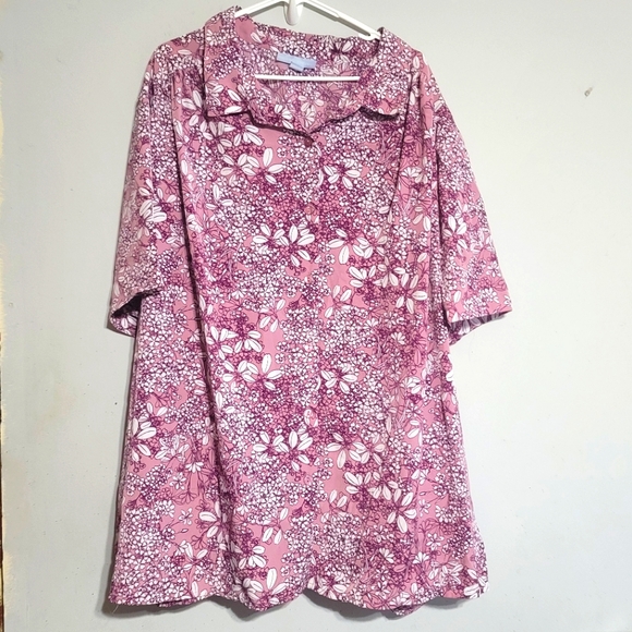 Womens Top Sz 4X pink‎ mauve Floral Plus Size Button Up Blouse  Only Necessities - Picture 1 of 3